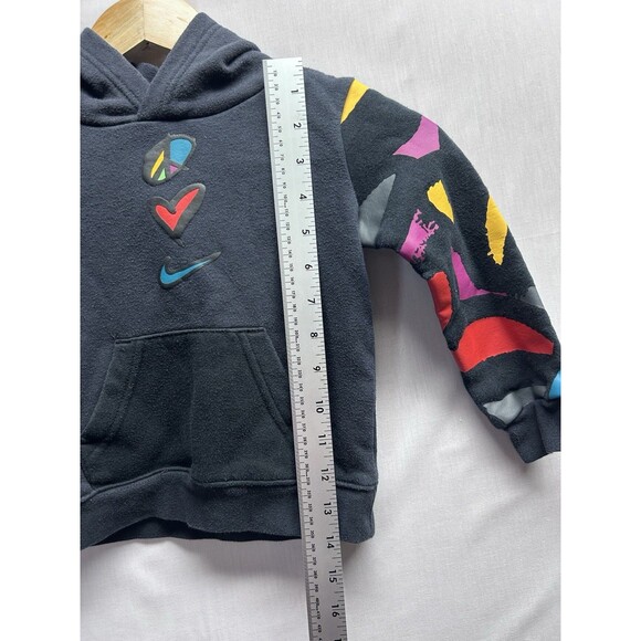 Nike Kids 2T Peace Love Swoosh Sweats Hoodie 2 Piece Set Black Colorful - Picture 5 of 14